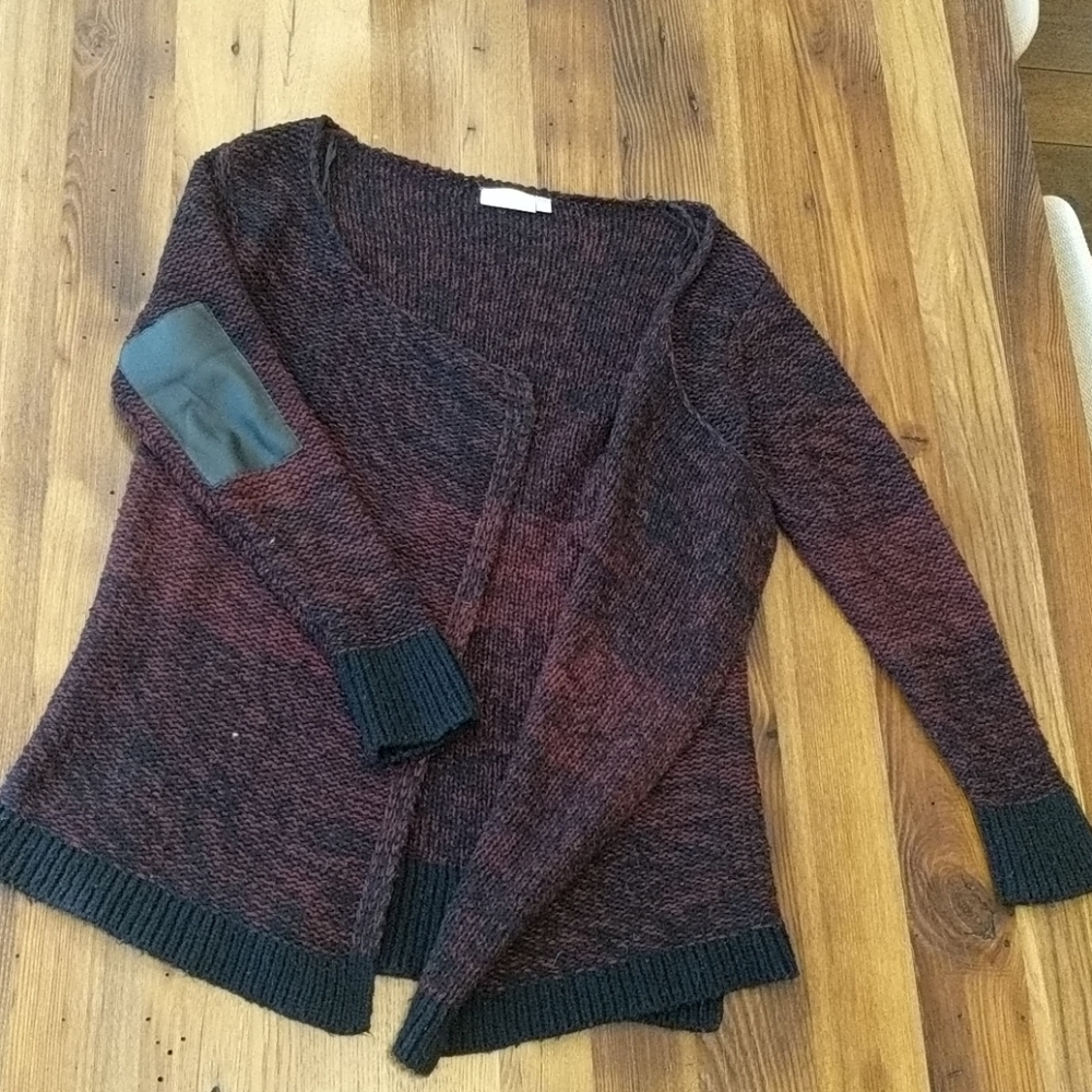 Red and black knit cardigan